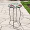 19" Red Cardinal & Pinecone Glass Patio Side Table